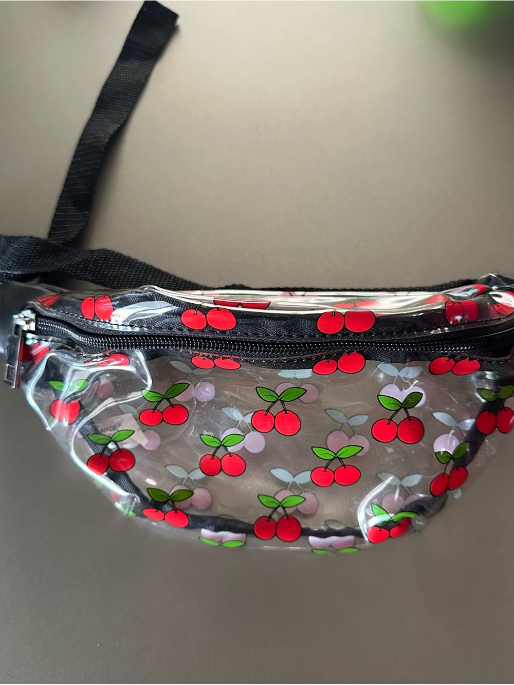 Clear Cherry Print Fanny Pack